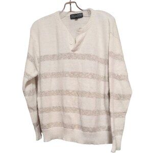 Sears The Man's Store Sweater Pullover Striped with long sleeves Button Neckline